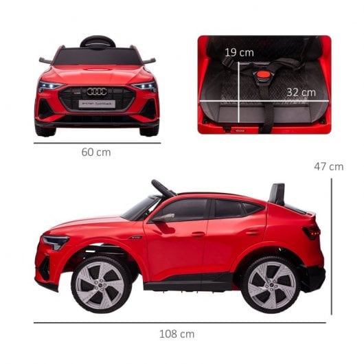 Homcom Coche Eléctrico Infantil Audi E-Tron 12V Rojo