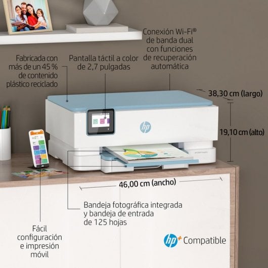 HP ENVY Inspire 7221e Multifunción Color Wifi + 3 Meses de Impresión Instant Ink con HP+