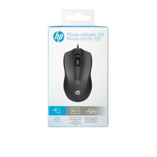 Rato HP Wired 100 USB 1600 DPI Preto Ambidestro