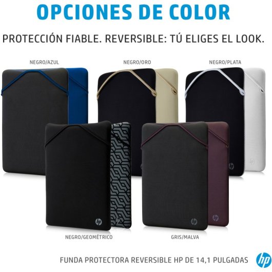 HP Funda Protectora Reversible para Portátiles hasta 14" Delgado sin Cremallera Lavable negro/plata