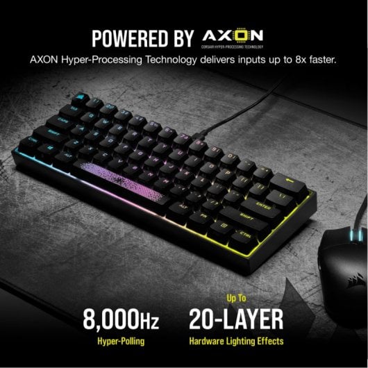Corsair K65 Mini Teclado Mecánico Gaming RGB Switch Cherry MX Red Negro