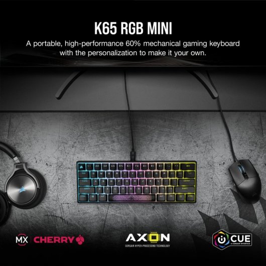 Corsair K65 Mini Teclado Mecánico Gaming RGB Switch Cherry MX Speed Negro