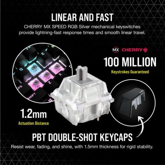 Corsair K65 Mini Teclado Mecánico Gaming RGB Switch Cherry MX Speed Negro
