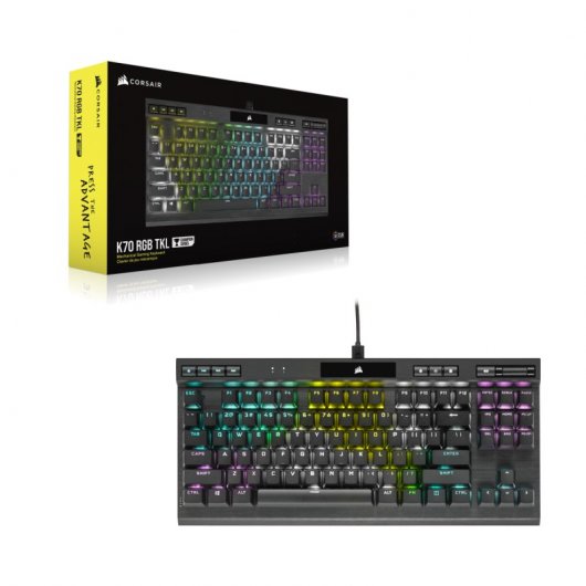 Corsair K70 RGB TKL Champion Series Commutateur de clavier de jeu mécanique Cherry MX Rouge Noir