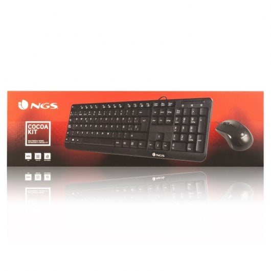 NGS Cocoa Kit Teclado Multimedia Azerty Francés + Ratón 1000 DPI USB Negro
