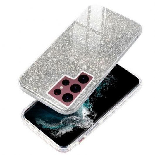 Cool Capa Glitter para Samsung Galaxy S22 Ultra S908 Prateada