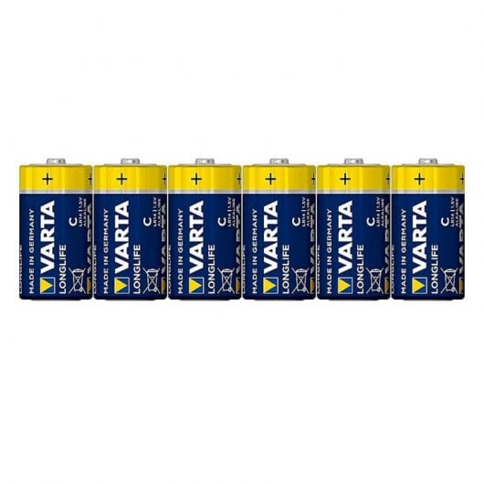Varta Longlife Pack de 6 Piles Alcalines C LR14 1,5V