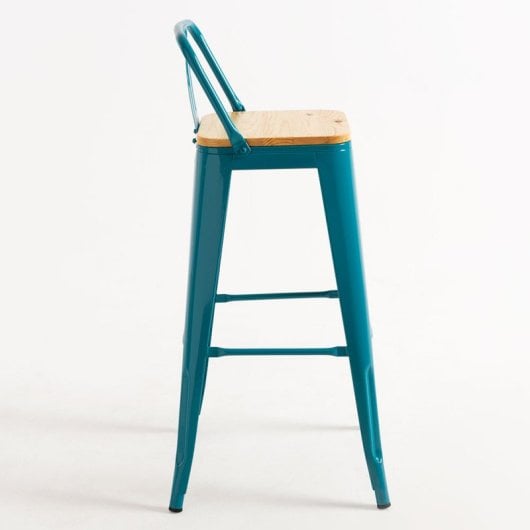 Packs Taburetes Altos - Pack 2 Taburetes Torix Respaldo Madera Natural - Verde Azulado