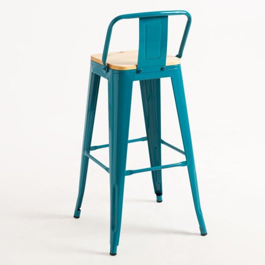 Packs Taburetes Altos - Pack 2 Taburetes Torix Respaldo Madera Natural - Verde Azulado