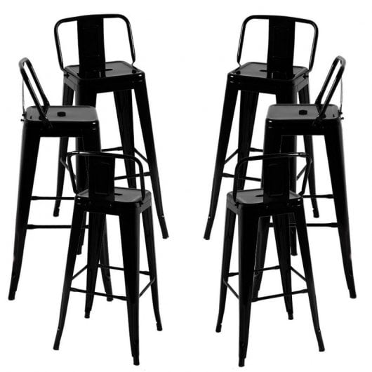 Packs Taburetes Altos - Pack 6 Taburetes Torix Respaldo - Negro