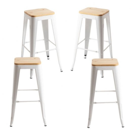 Packs Taburetes Altos - Pack 4 Taburetes Torix Madera Natural - Blanco