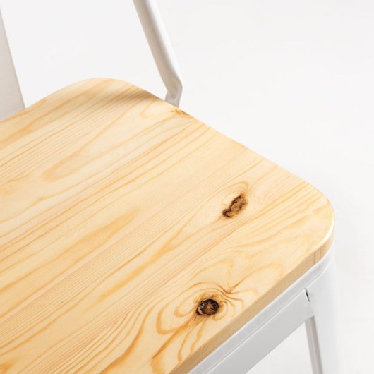 Packs Taburetes Altos - Pack 4 Taburetes Torix Respaldo Madera Natural - Blanco