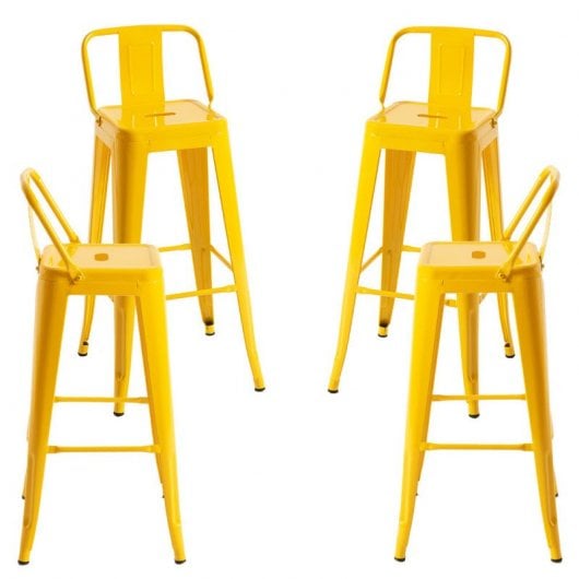 Packs Taburetes Altos - Pack 4 Taburetes Torix Respaldo - Amarillo