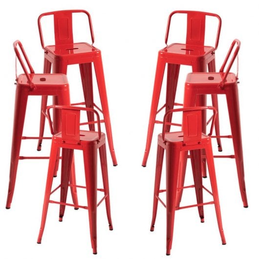 Packs Taburetes Altos - Pack 6 Taburetes Torix Respaldo - Rojo