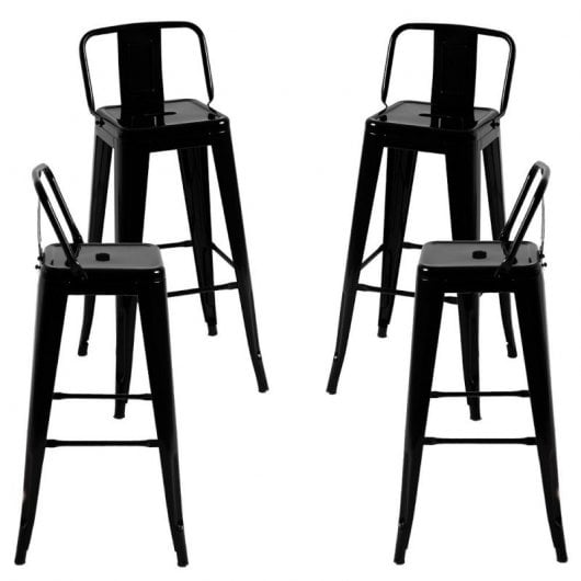 Packs Taburetes Altos - Pack 4 Taburetes Torix Respaldo - Negro