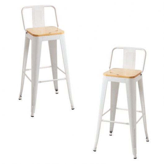 Packs Taburetes Altos - Pack 2 Taburetes Torix Respaldo Madera Natural - Blanco