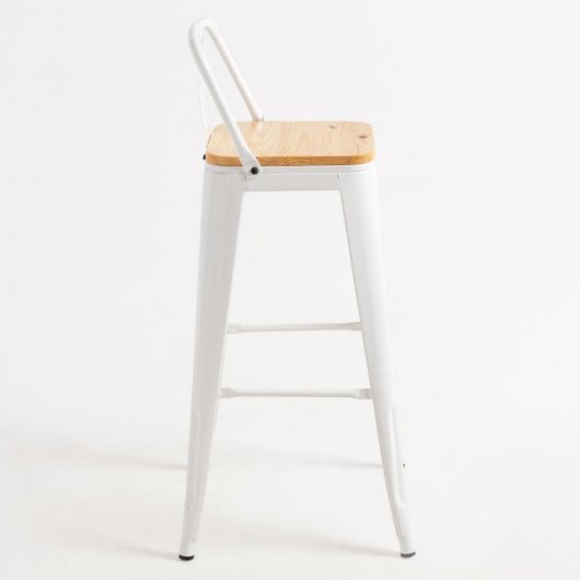 Packs Taburetes Altos - Pack 2 Taburetes Torix Respaldo Madera Natural - Blanco