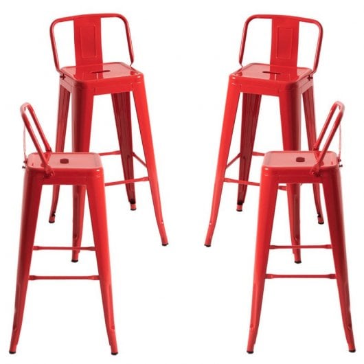 Packs Taburetes Altos - Pack 4 Taburetes Torix Respaldo - Rojo