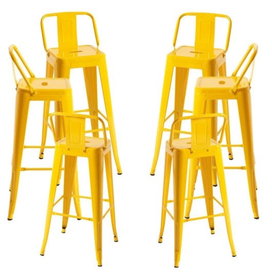 Packs Taburetes Altos - Pack 6 Taburetes Torix Respaldo - Amarillo