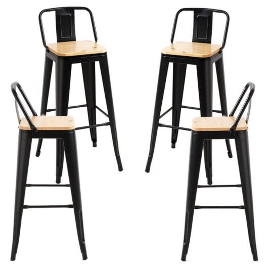 Packs Taburetes Altos - Pack 4 Taburetes Torix Respaldo Madera Natural - Negro