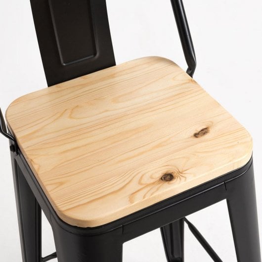 Packs Taburetes Altos - Pack 4 Taburetes Torix Respaldo Madera Natural - Negro
