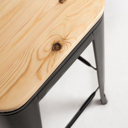 Packs Taburetes Altos - Pack 4 Taburetes Torix Respaldo Madera Natural - Negro