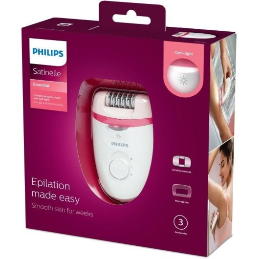 Depiladora Elétrica Philips Satinelle Essential BRE255/00 2 Velocidades Cabeça Lavável