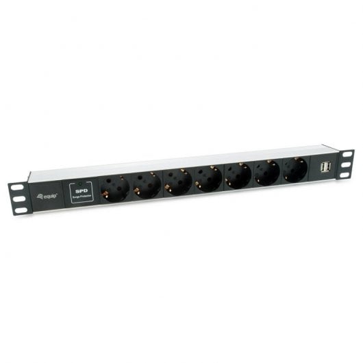 Equipaggia Multipresa Rack 19" 1U 7x Schuko + 2x USB Alluminio Nero