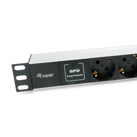 Equip Regleta Alimentación Rack 19" 1U 7x Schuko + 2x USB Aluminio Negra