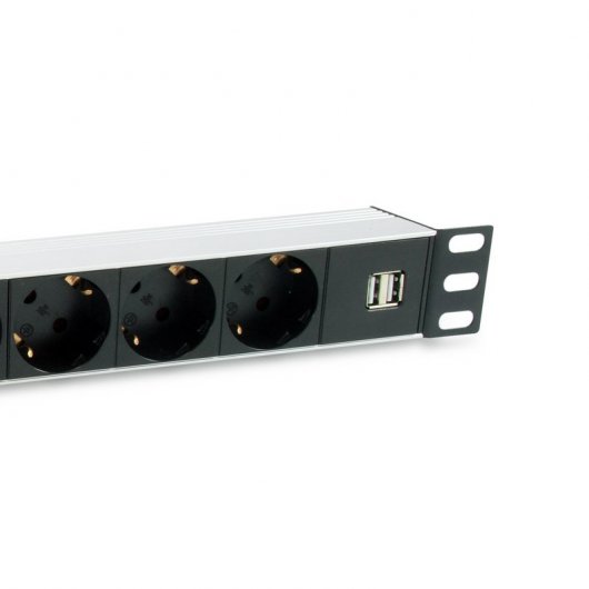 Equip Regleta Alimentación Rack 19" 1U 7x Schuko + 2x USB Aluminio Negra