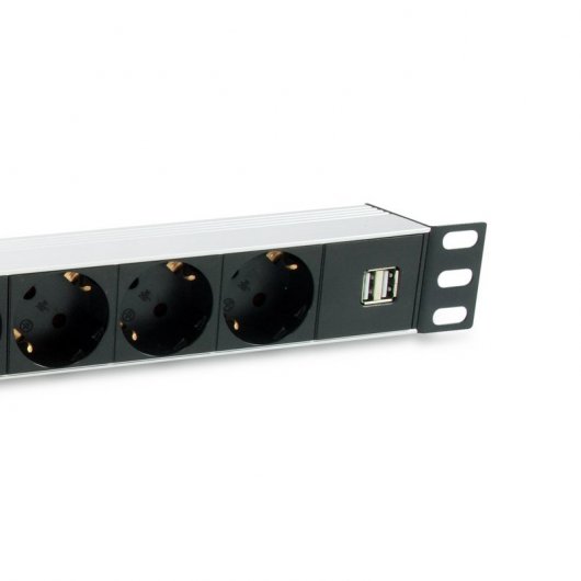 Equipaggia Multipresa Rack 19" 1U 7x Schuko + 2x USB Alluminio Nero