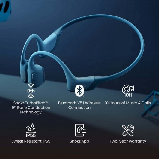 Casque de sport sans fil Shokz OpenRun Pro bleu