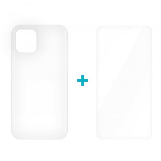 Icoveri Pack Funda Gel TPU Antigolpes Transparente + Cristal Templado 9H para iPhone 12 Mini