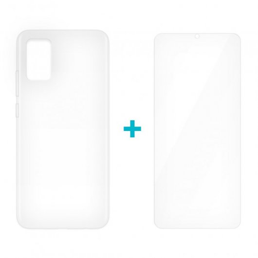 Icoveri Pack Funda Gel TPU Antigolpes Transparente + Cristal Templado 9H para Samsung Galaxy A02s