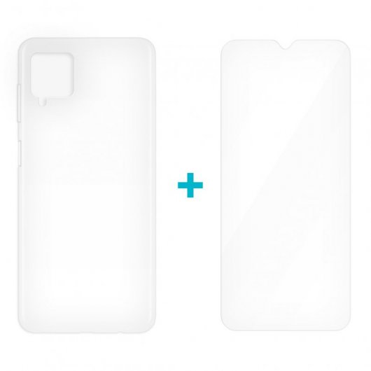 Icoveri Pack Funda Gel TPU Antigolpes Transparente + Cristal Templado 9H para Samsung Galaxy A12