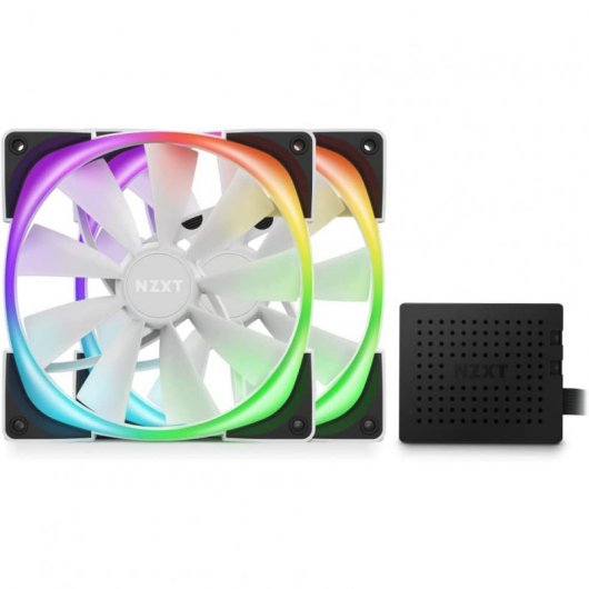 NZXT AER RGB 2 doppie ventole LED PWM bianche da 140 mm con controller di illuminazione