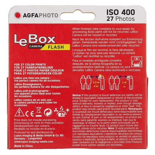 Agfaphoto LeBox Flash Cámara Desechable con Flash 27 Exposiciones