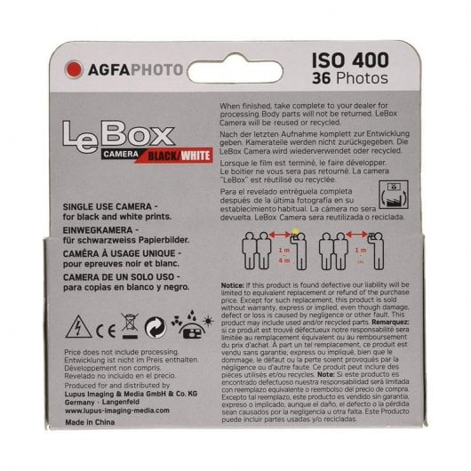 Agfaphoto LeBox Black/White Cámara Desechable Blanco y Negro con Flash 36 Exposiciones