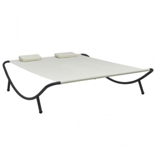 Vidaxl Tumbona Doble De Exterior De Tela Color Crema