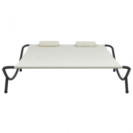 Vidaxl Tumbona Doble De Exterior De Tela Color Crema
