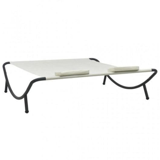 Vidaxl Tumbona Doble De Exterior De Tela Color Crema