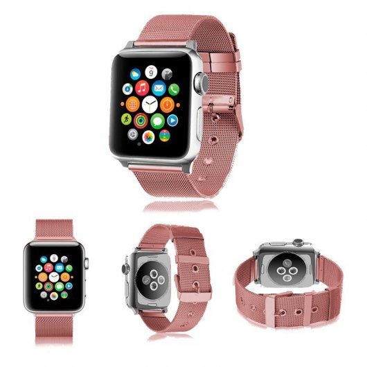 Cool Correa Metal Rosa para Apple Watch 42/44/45mm Series 1/2/3/4/5/6/7/SE