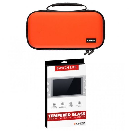 Pack Gaming Indeca Funda Roja + Cristal Templado para Nintendo Switch Lite