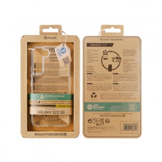 Coque antibactérienne transparente Recycletek Muvit for Change pour Samsung Galaxy S22 5G