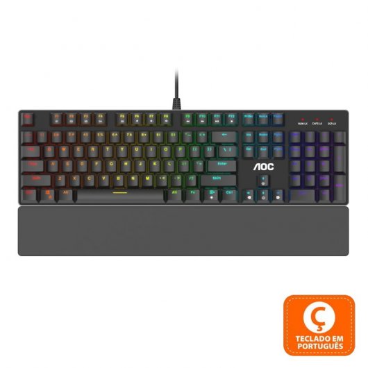 AOC GK500 Teclado Mecânico Gaming RGB Interruptores Red Outemu (PT)