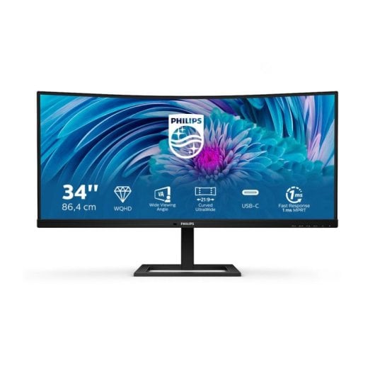 Monitor Philips E Line 346E2CUAE/00 34" WQHD Curvo 100Hz VA USB-C FreeSync Premium