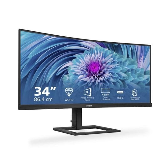 Monitor Philips E Line 346E2CUAE/00 34" WQHD Curvo 100Hz VA USB-C FreeSync Premium