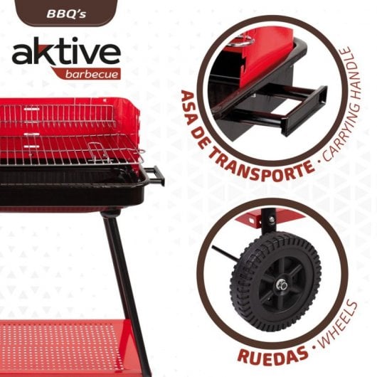 Aktive Barbacoa de Carbón Negra/Roja