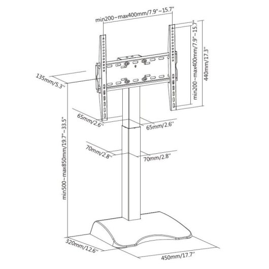 Equip 650610 Soporte Pantalla de Mesa Motorizado para TV 32"-65" VESA 400x400 Máx. 50kg