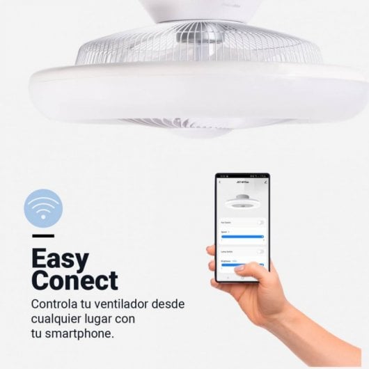 Universal Blue KAI 5019 Ventilador de Techo Aspas Ocultas con Luz LED y Mando WiFi 59W Blanco